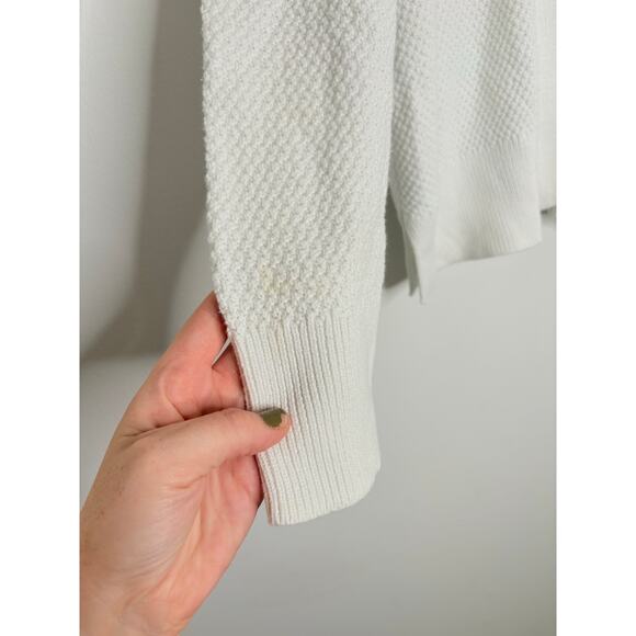 Gap White Textured V Back Cardigan Sweater Large Chunky Knit Minimalist - Picture 5 of 9